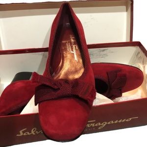 SOLD! Ferragamo Velvet Red Shoes